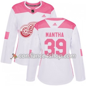 Adidas Maillot de Hockey Detroit Red Wings Anthony Mantha 39 2017-2018 Blanc Rose Fashion Authentic - Femme